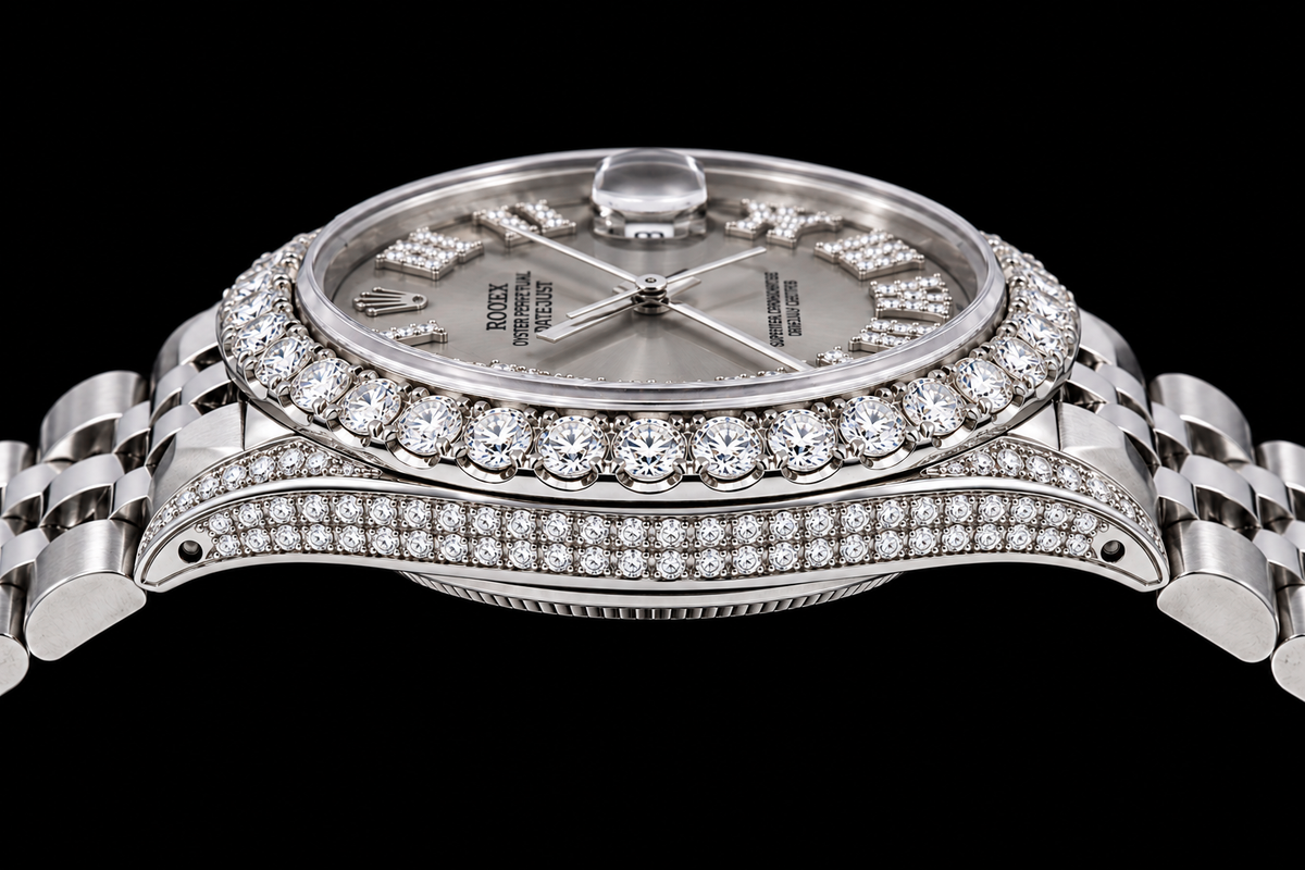 Rolex Datejust 36mm 16014 Silver Roman Diamond Dial Stainless Steel Watch
