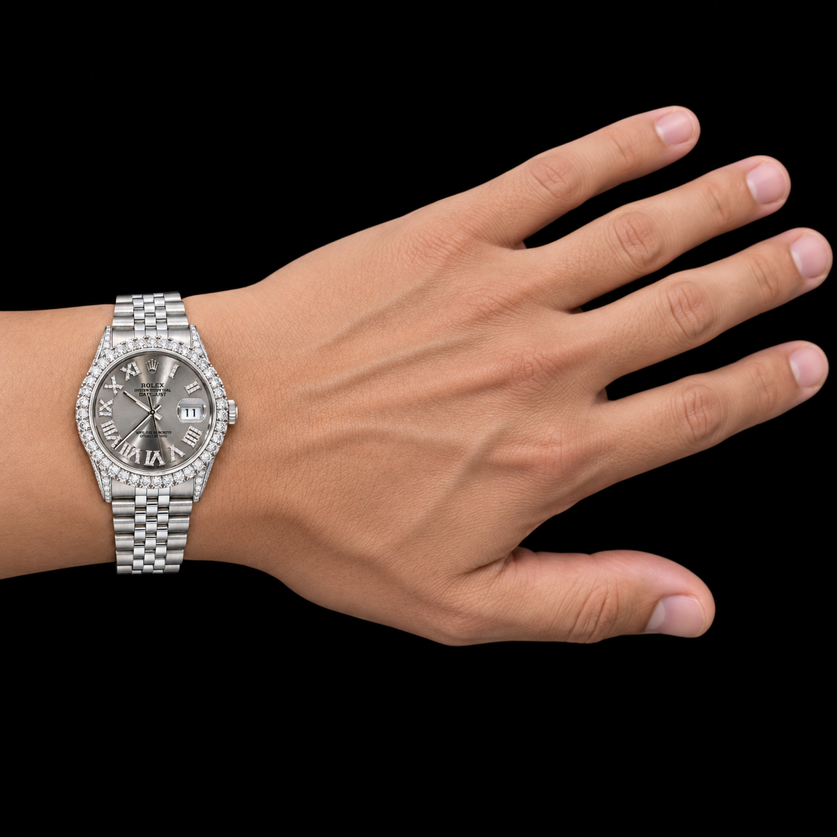 Rolex Datejust 36mm 16014 Silver Roman Diamond Dial Stainless Steel Watch