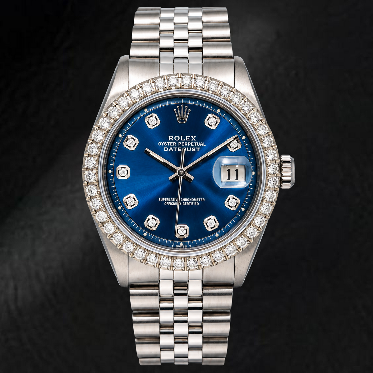 Rolex Datejust 36MM 1601 Blue Diamond Dial Stainless Steel Jubilee Bracelet Watch