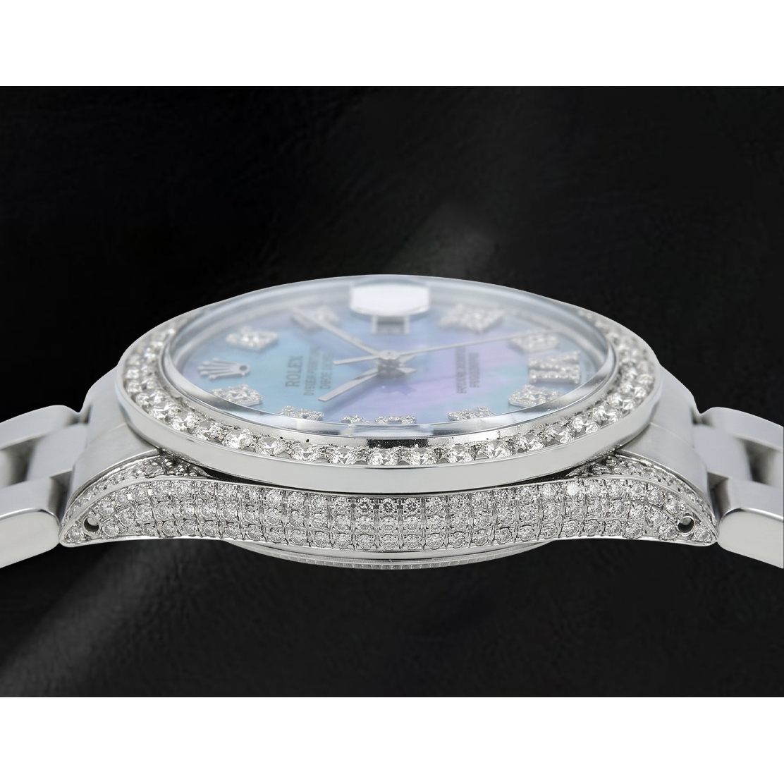 Rolex Datejust 36mm 1601 Blue Mother of Pearl Roman Diamond Dial Stainless Steel Watch