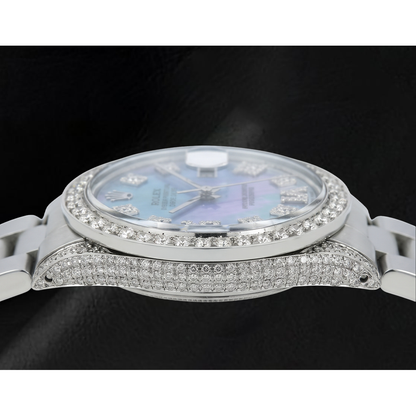Rolex Datejust 36mm 1601 Blue Mother of Pearl Roman Diamond Dial Stainless Steel Watch