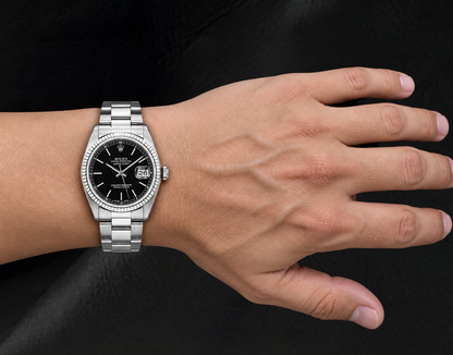 Rolex Datejust 36mm Black Stick Dial Oyster Bracelet Stainless Steel Watch
