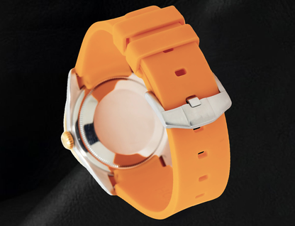 Rolex Datejust 36mm White Diamond Dial Orange Rubber Strap 16013 Watch