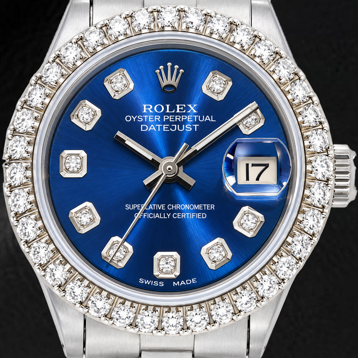 Rolex Datejust 6516 26mm Blue Diamond Dial Stainless Steel Oyster Bracelet Watch