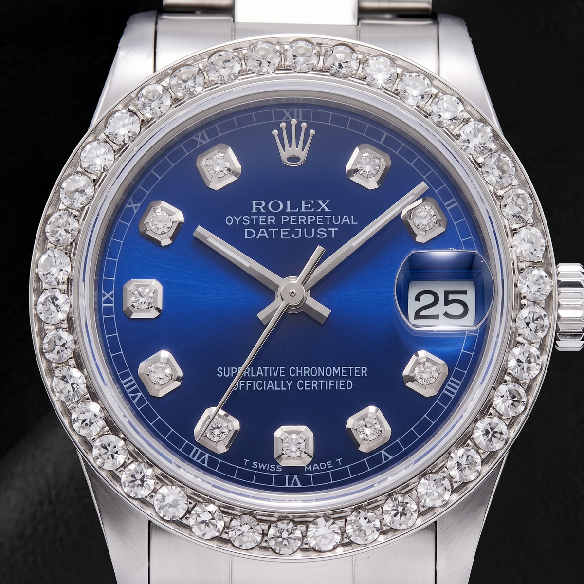 Rolex Datejust 68240 31mm Blue Diamond Dial Stainless Steel Watch