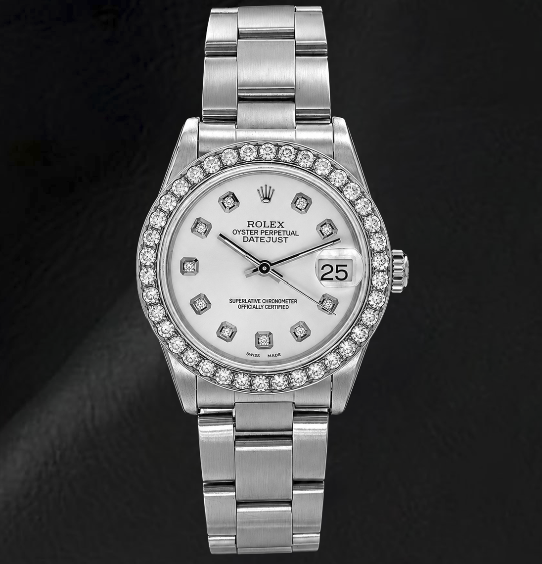 Rolex Datejust 68240 31mm White Diamond Dial Stainless Steel Watch