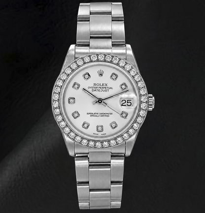 Rolex Datejust 68240 31mm White Diamond Dial Stainless Steel Watch