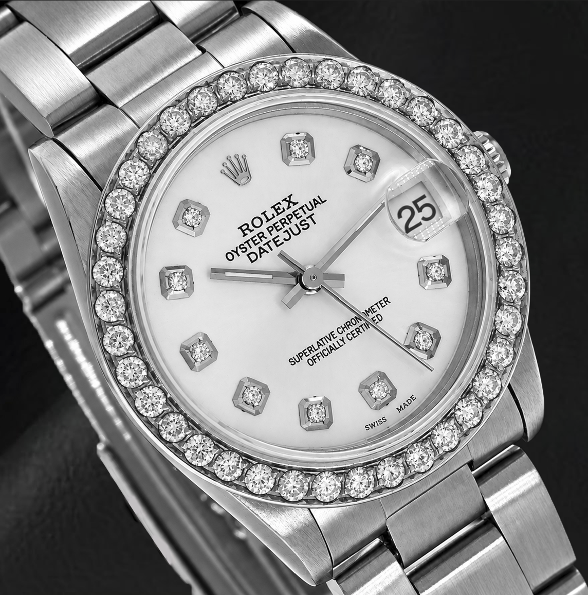 Rolex Datejust 68240 31mm White Diamond Dial Stainless Steel Watch