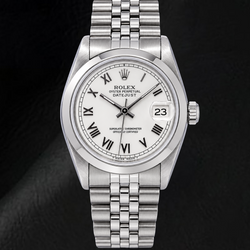 Rolex Datejust 68240 31mm White Roman Dial Stainless Steel Watch