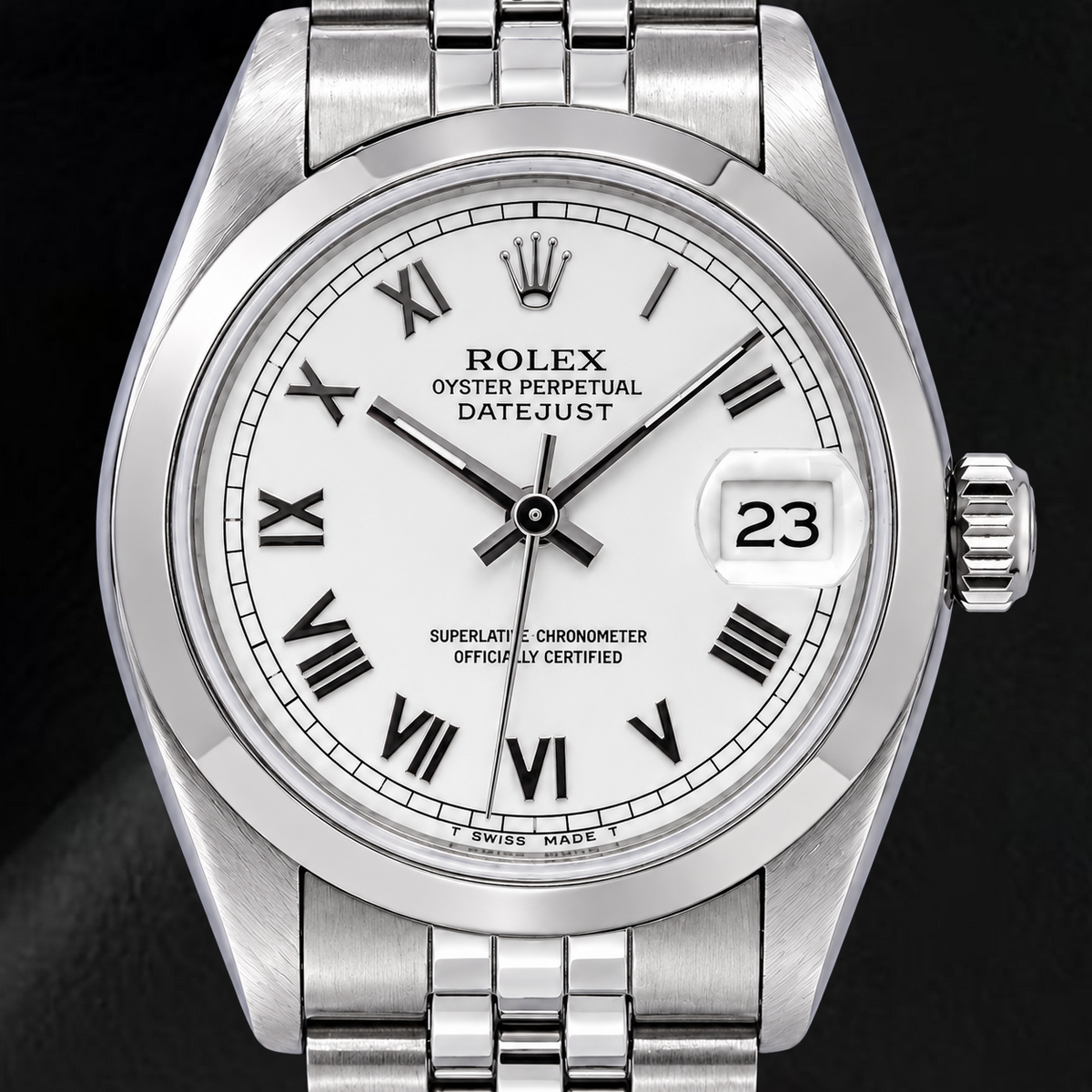 Rolex Datejust 68240 31mm White Roman Dial Stainless Steel Watch