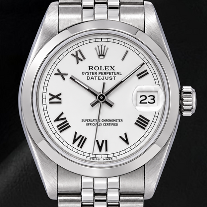 Rolex Datejust 68240 31mm White Roman Dial Stainless Steel Watch