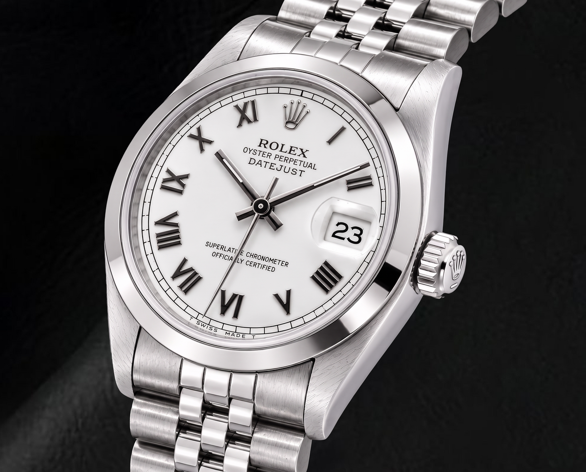 Rolex Datejust 68240 31mm White Roman Dial Stainless Steel Watch