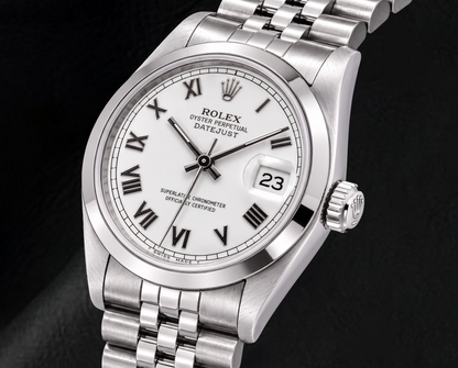Rolex Datejust 68240 31mm White Roman Dial Stainless Steel Watch