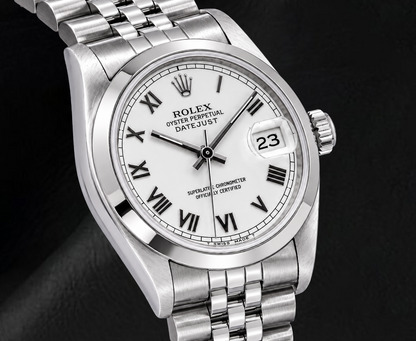 Rolex Datejust 68240 31mm White Roman Dial Stainless Steel Watch