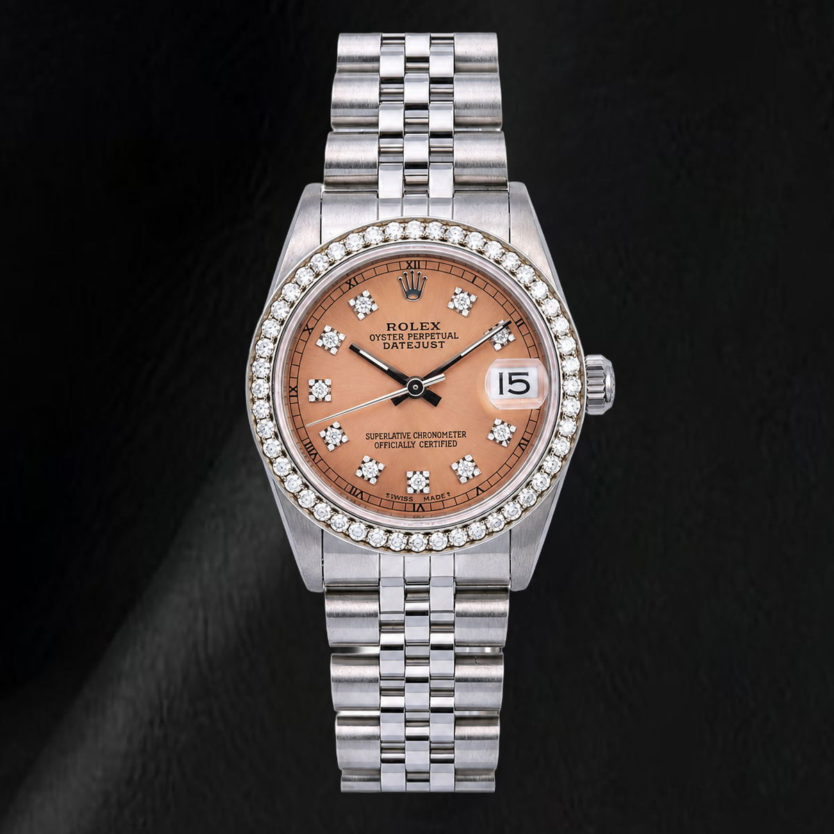 Rolex Datejust 68240 Salmon Factory Diamond Dial 31mm Stainless Steel Watch