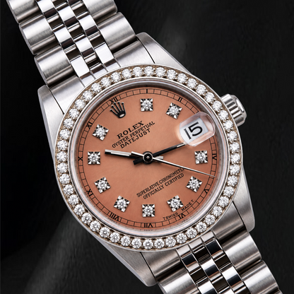 Rolex Datejust 68240 Salmon Factory Diamond Dial 31mm Stainless Steel Watch