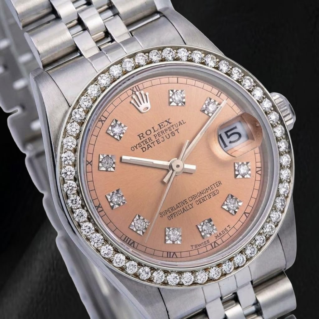 Rolex Datejust 68240 Salmon Factory Diamond Dial 31mm Stainless Steel Watch