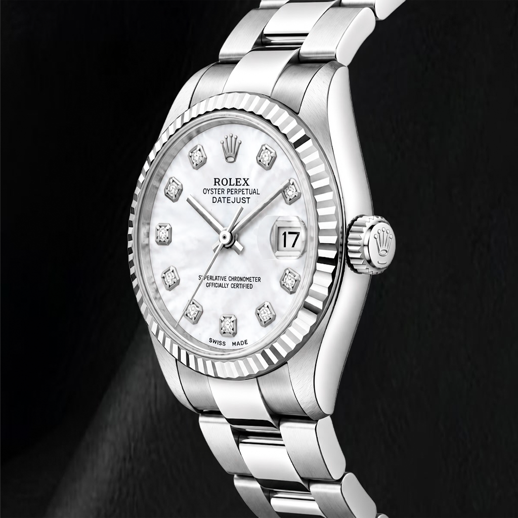 Rolex Datejust 68241 31mm White Mother Of Pearl Diamond Dial Stainless Steel Watch