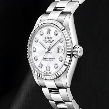 Rolex Datejust 68241 31mm White Mother Of Pearl Diamond Dial Stainless Steel Watch