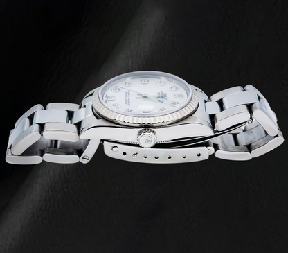 Rolex Datejust 68241 31mm White Mother Of Pearl Diamond Dial Stainless Steel Watch