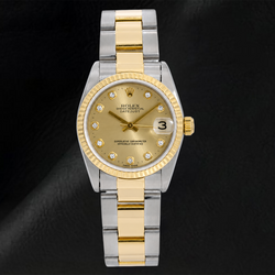 Rolex Datejust 6824 31mm Champagne Diamond Dial Two Tone Oyster Bracelet Watch