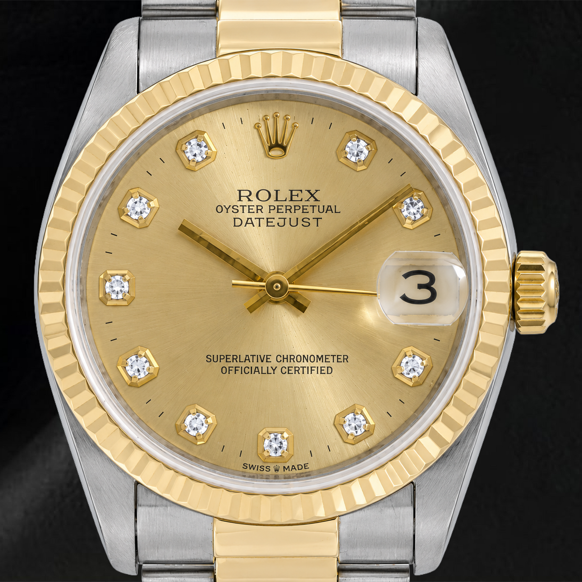 Rolex Datejust 6824 31mm Champagne Diamond Dial Two Tone Oyster Bracelet Watch