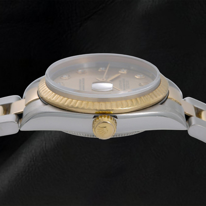 Rolex Datejust 6824 31mm Champagne Diamond Dial Two Tone Oyster Bracelet Watch