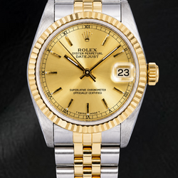 Rolex Datejust 6824 31mm Champagne Stick Dial Two Tone Watch