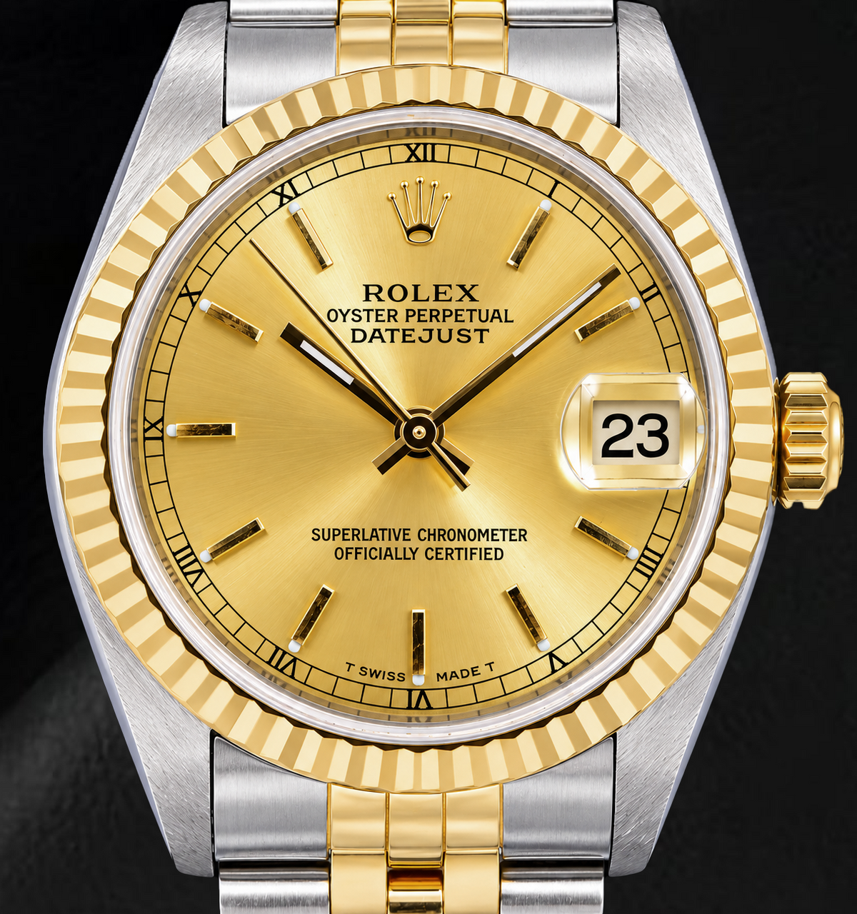Rolex Datejust 6824 31mm Champagne Stick Dial Two Tone Watch