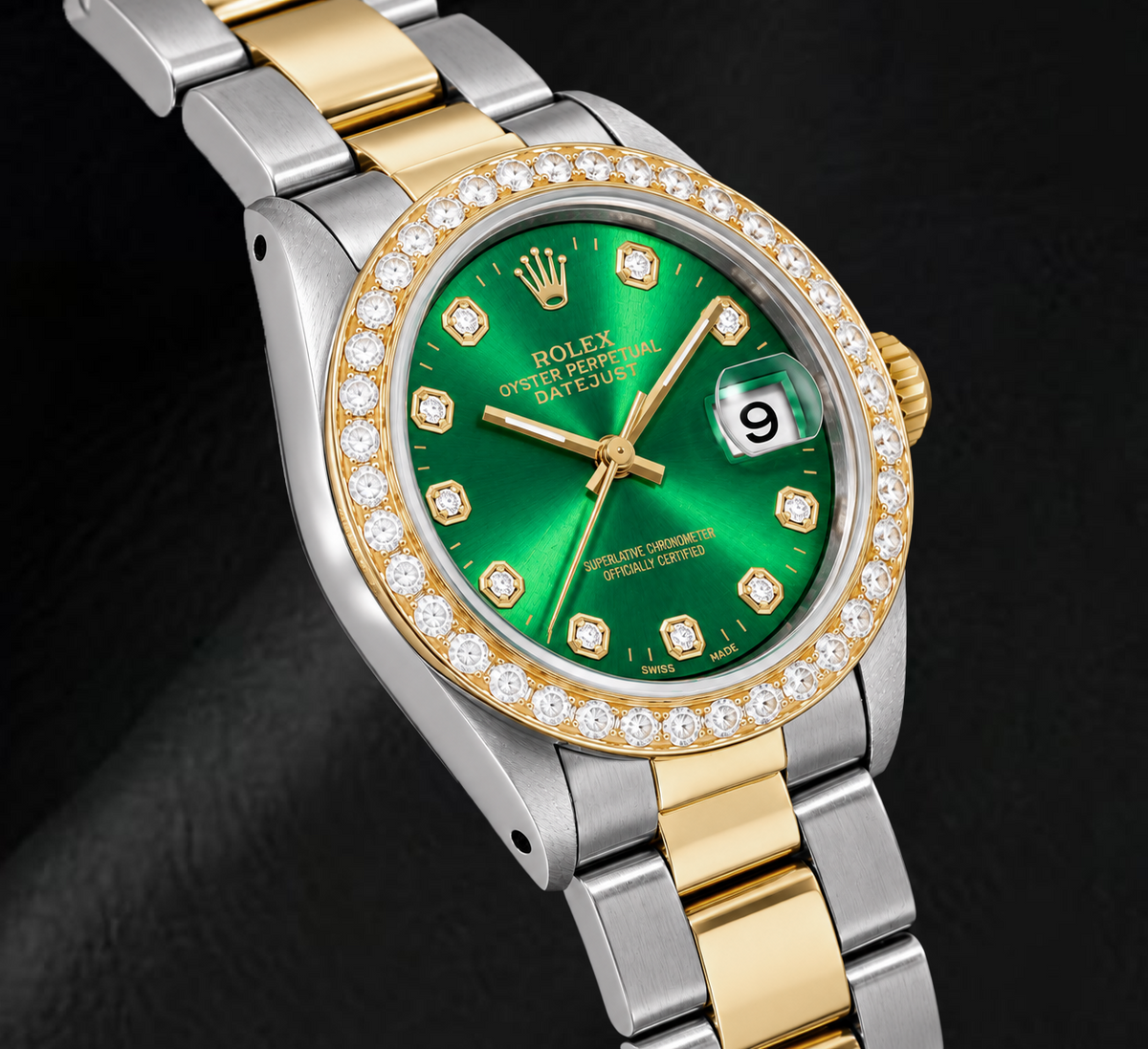Rolex Datejust 6824 31mm Green Diamond Dial Two Tone Watch