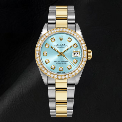 Rolex Datejust 6824 31mm Ice Blue Diamond Dial Two Tone Watch