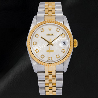Rolex Datejust 6824 31mm Silver Jubilee Diamond Dial Two Tone Jubilee Bracelet Watch
