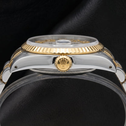 Rolex Datejust 6824 31mm White Mother of Pearl Roman Diamond Dial Two Tone Jubilee Bracelet Watch
