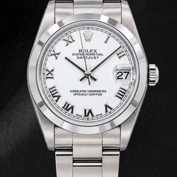 Rolex Datejust 6824 31mm White Roman Dial Stainless Steel Watch