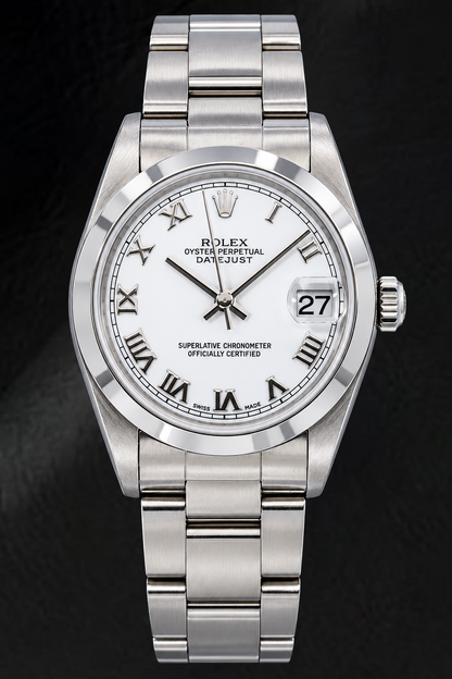 Rolex Datejust 6824 31mm White Roman Dial Stainless Steel Watch