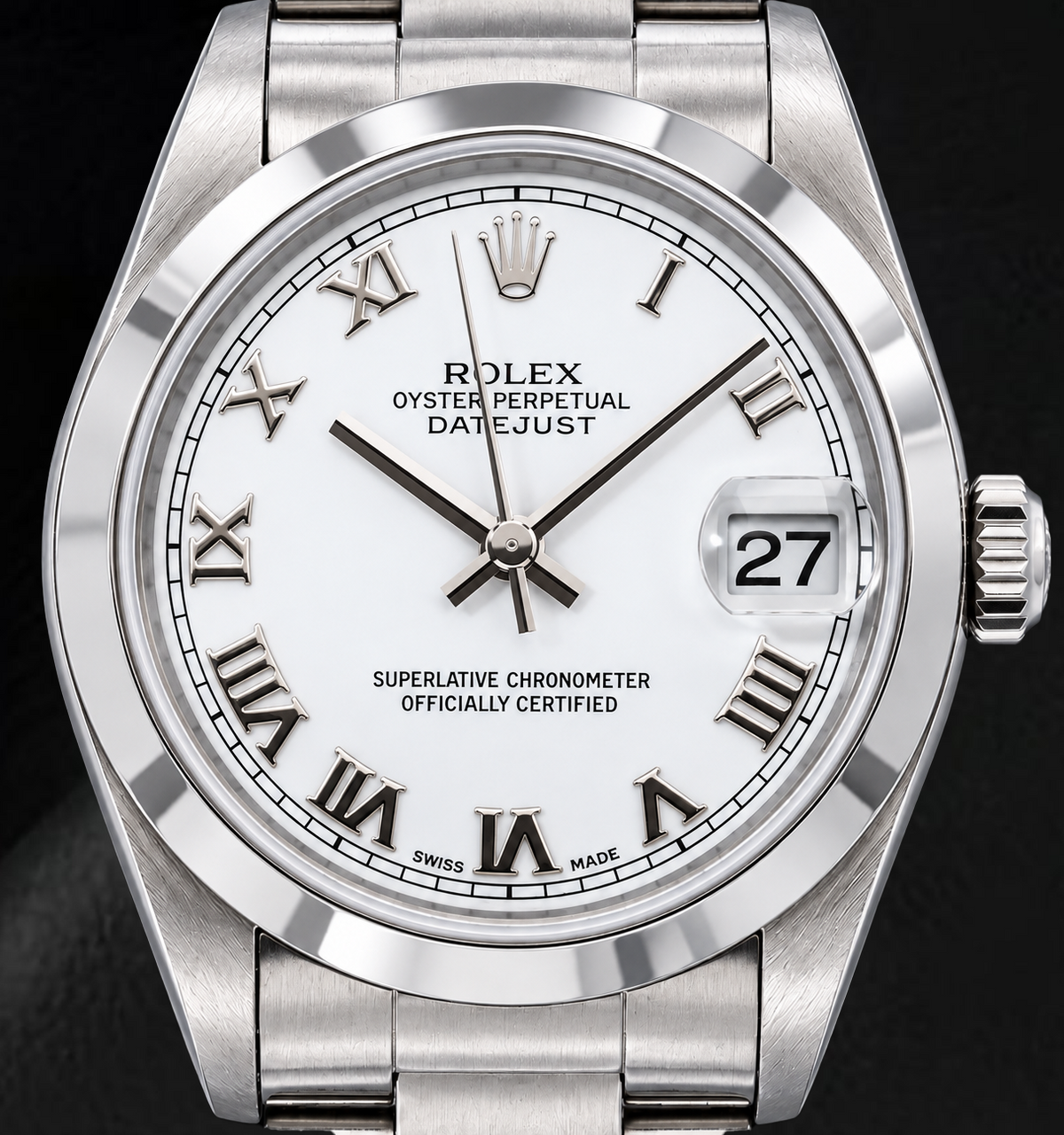 Rolex Datejust 6824 31mm White Roman Dial Stainless Steel Watch