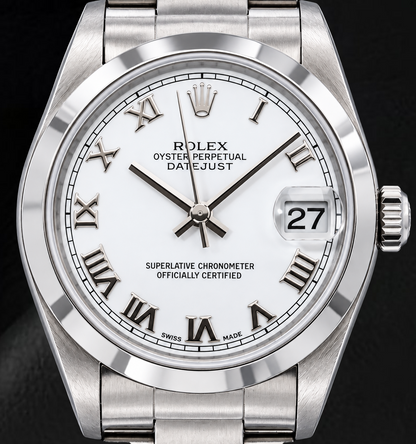 Rolex Datejust 6824 31mm White Roman Dial Stainless Steel Watch