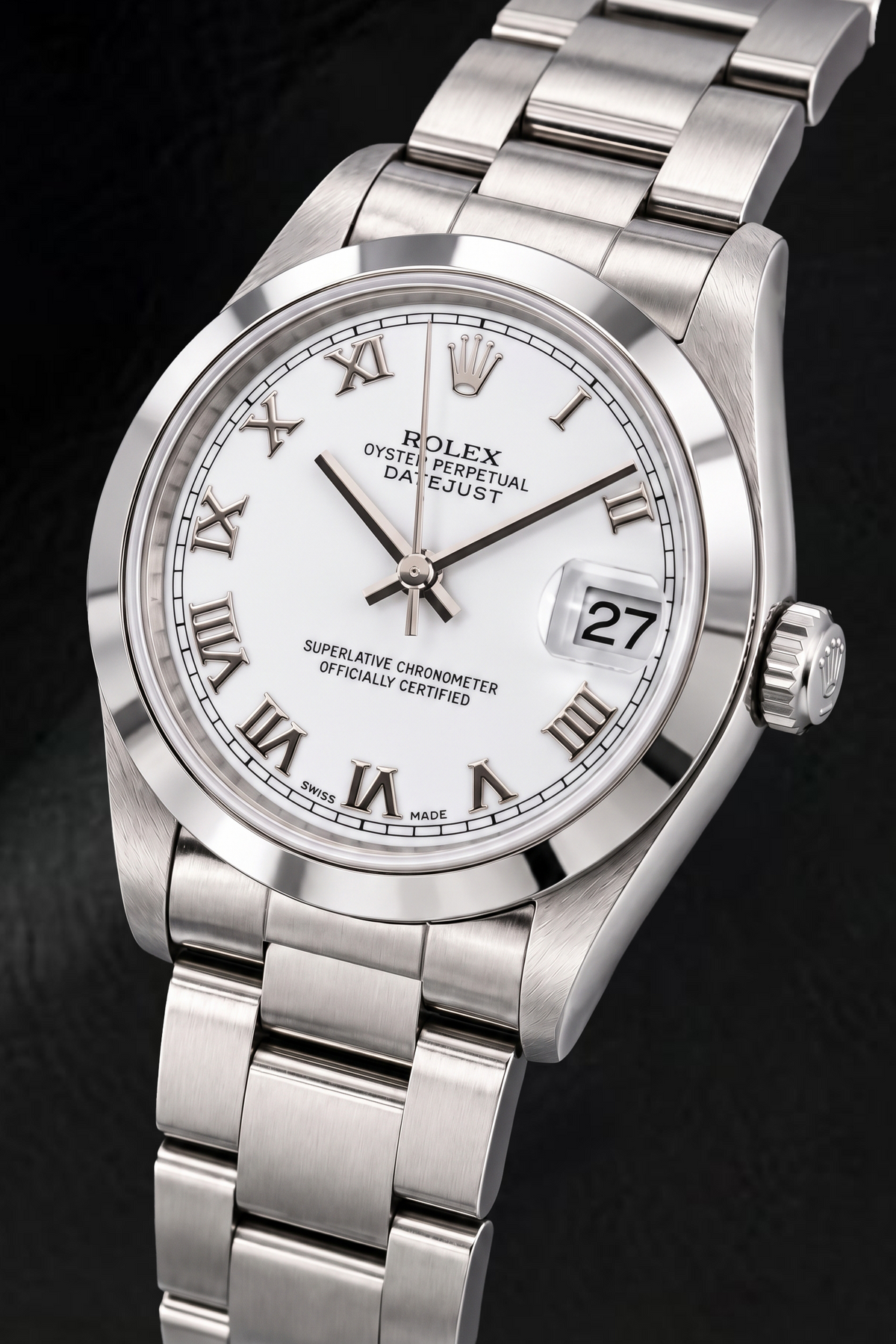 Rolex Datejust 6824 31mm White Roman Dial Stainless Steel Watch