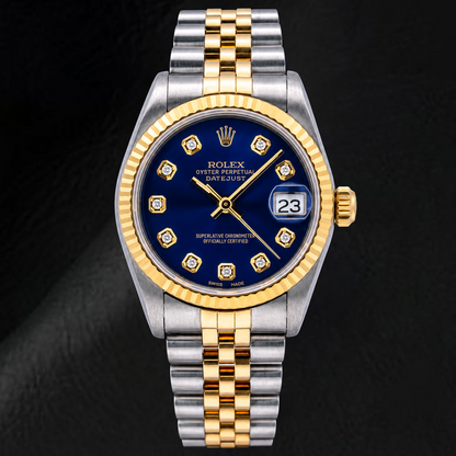 Rolex Datejust 68273 31mm Blue Diamond Dial Two Tone Watch