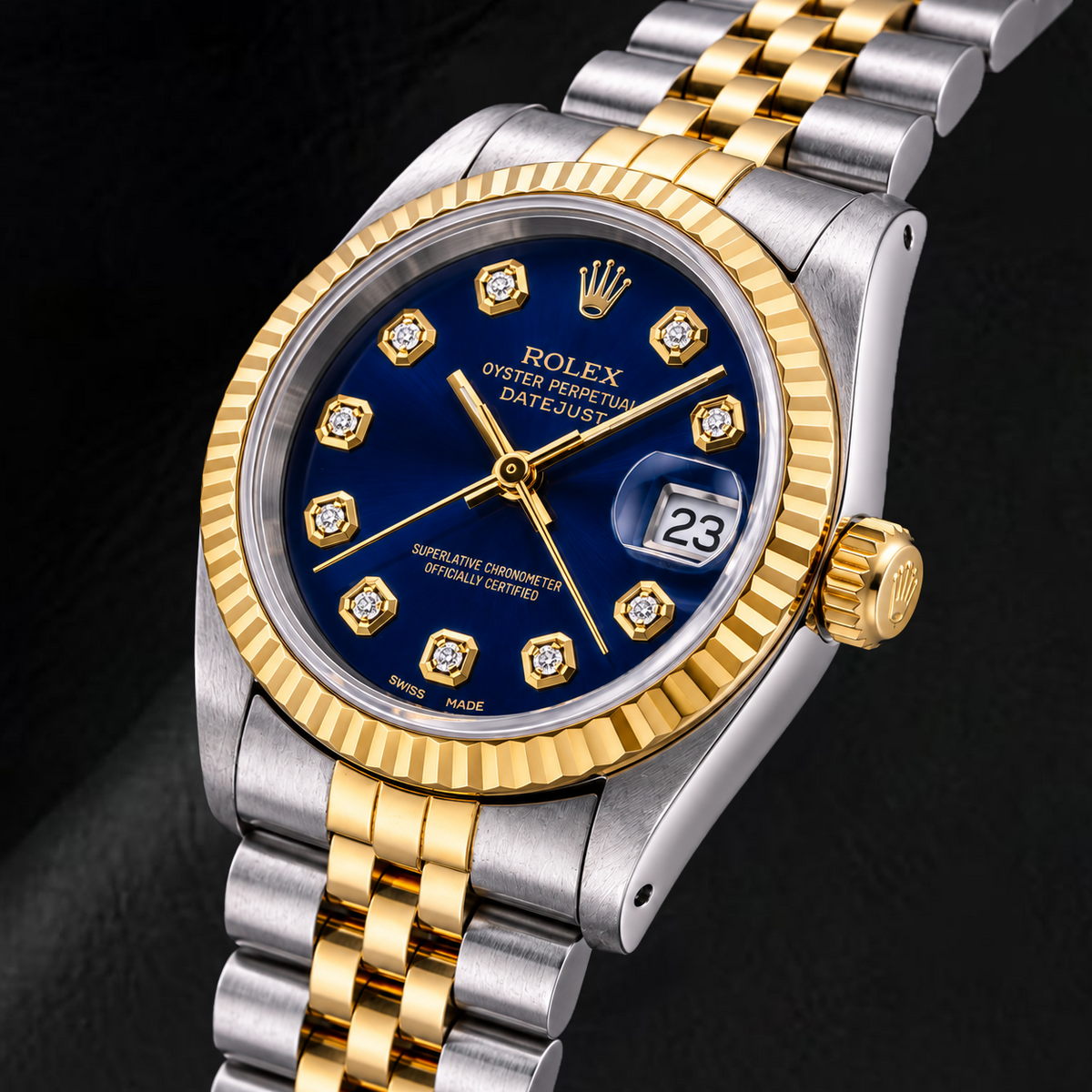 Rolex Datejust 68273 31mm Blue Diamond Dial Two Tone Watch