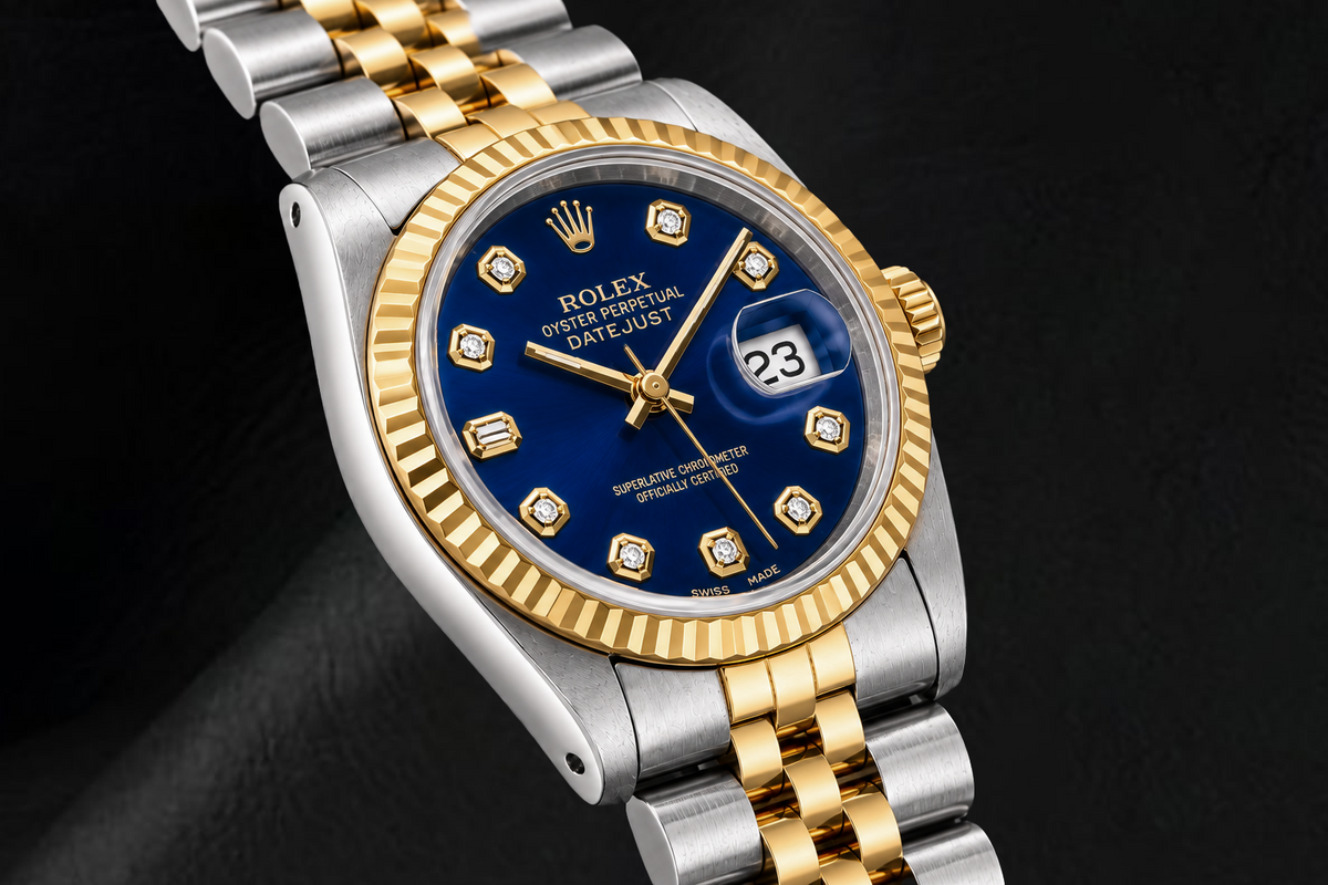 Rolex Datejust 68273 31mm Blue Diamond Dial Two Tone Watch