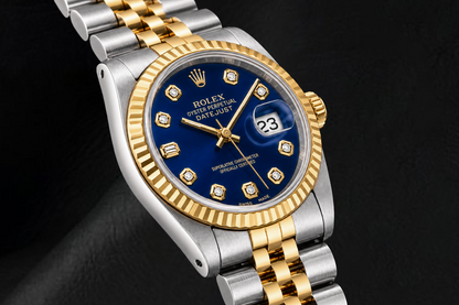 Rolex Datejust 68273 31mm Blue Diamond Dial Two Tone Watch
