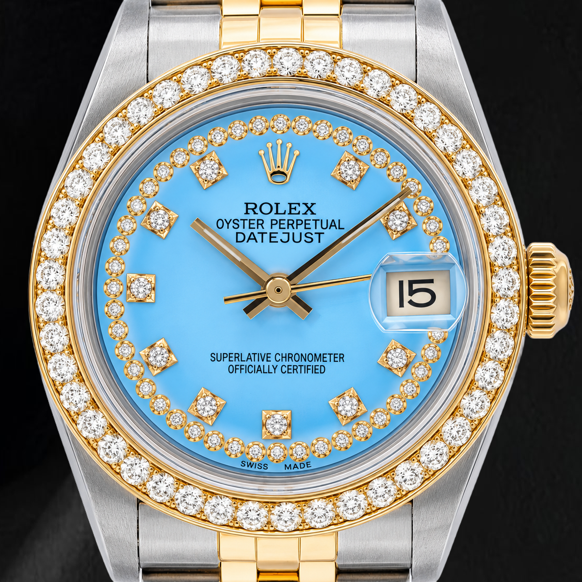 Rolex Datejust 68273 31mm Blue Diamond Dial Two Tone Watch
