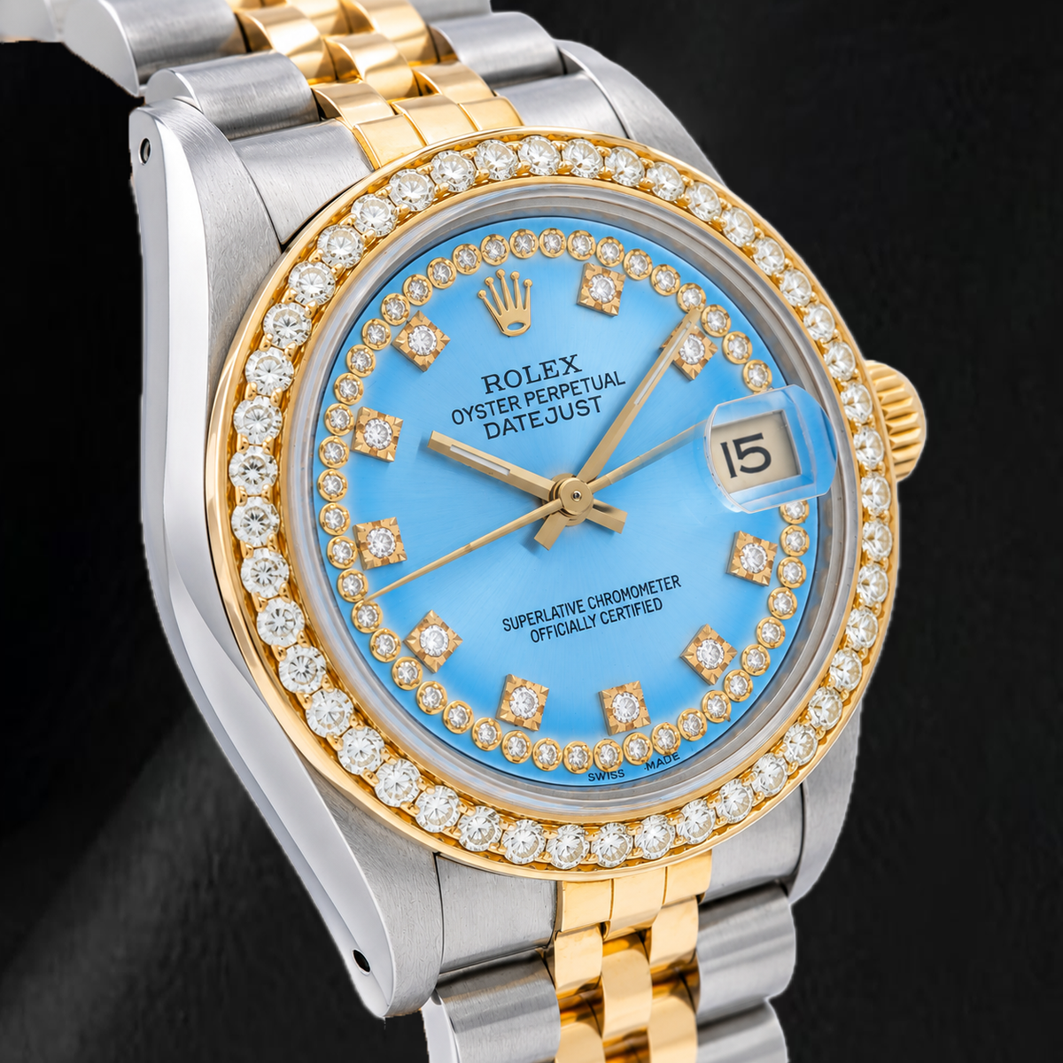 Rolex Datejust 68273 31mm Blue Diamond Dial Two Tone Watch