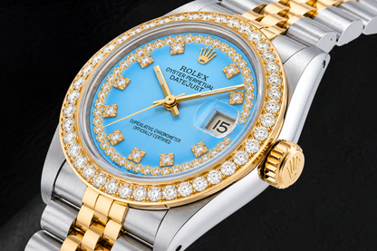Rolex Datejust 68273 31mm Blue Diamond Dial Two Tone Watch