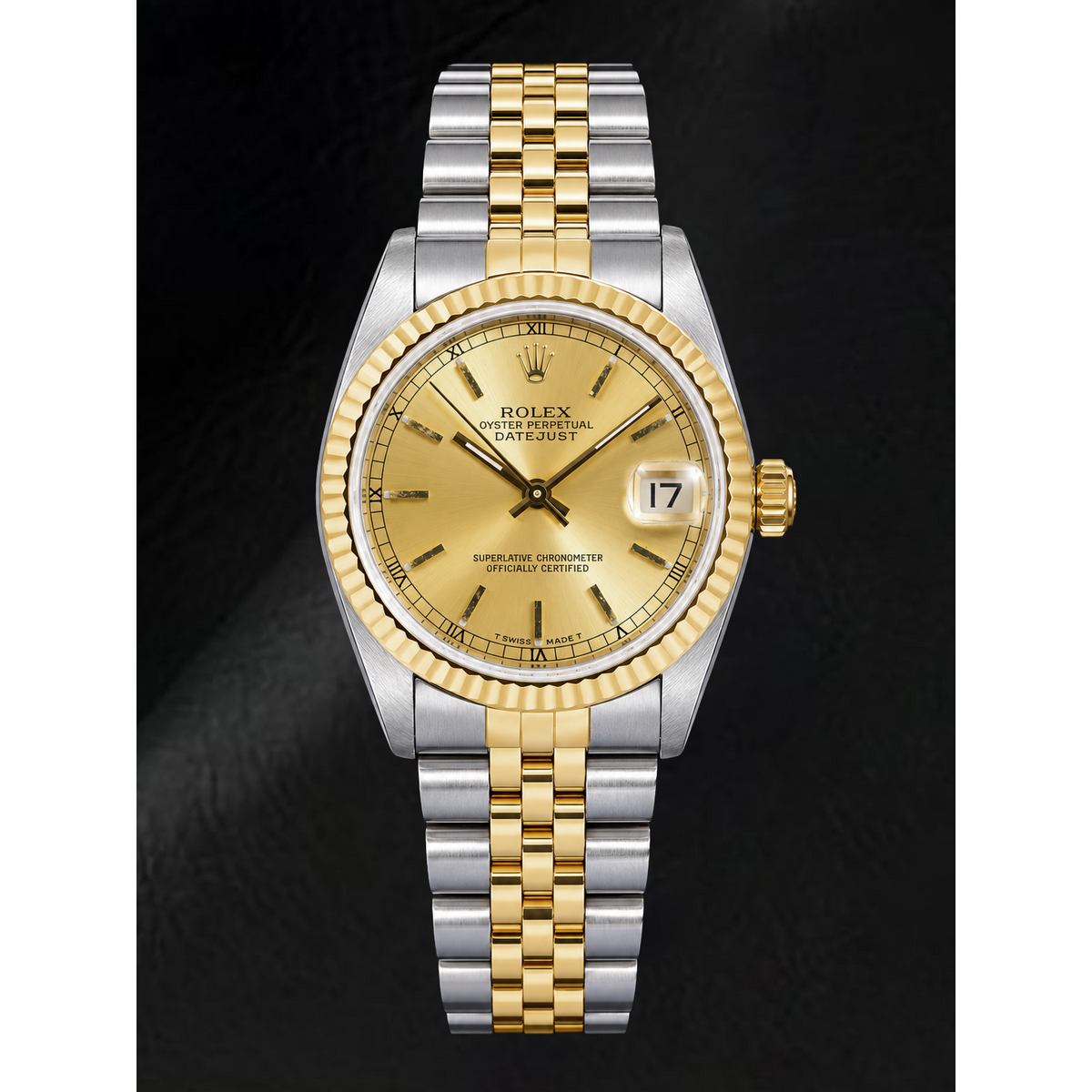 Rolex Datejust 68273 31mm Champagne Stick Dial Two Tone Watch