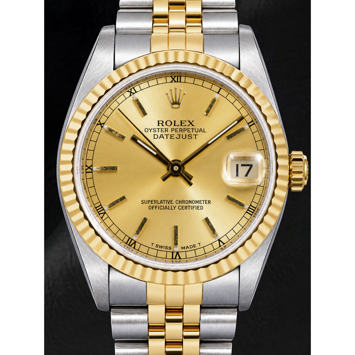 Rolex Datejust 68273 31mm Champagne Stick Dial Two Tone Watch