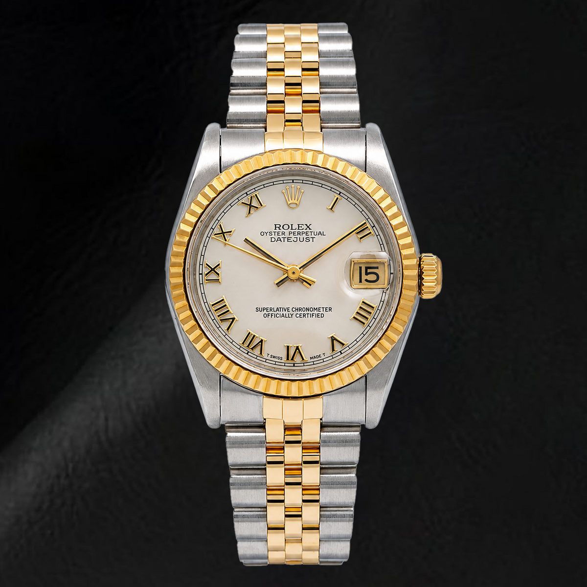Rolex Datejust 68273 31mm Ivory Roman Dial Two Tone Watch