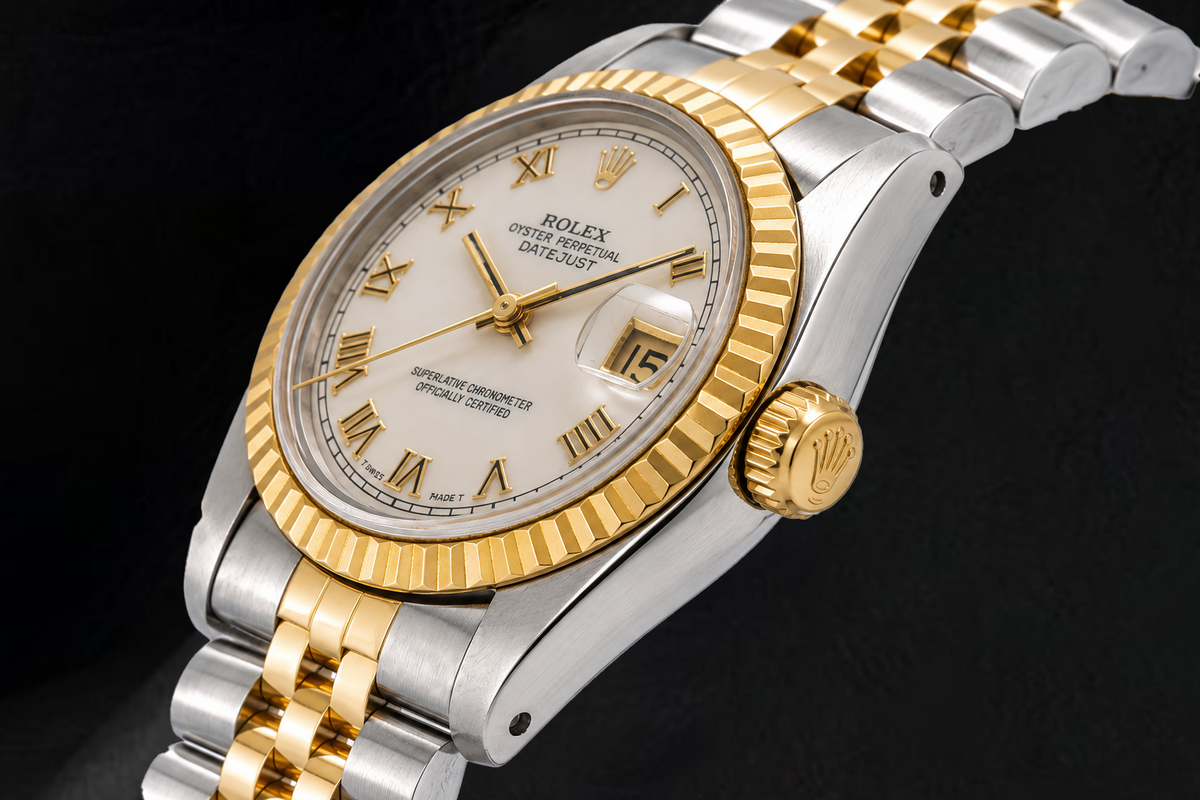 Rolex Datejust 68273 31mm Ivory Roman Dial Two Tone Watch