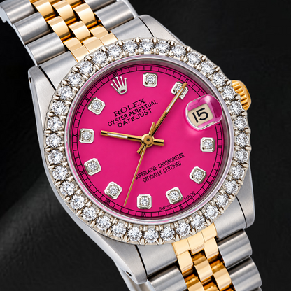 Rolex Datejust 68273 31mm Pink Diamond Dial Diamond Two Tone Watch